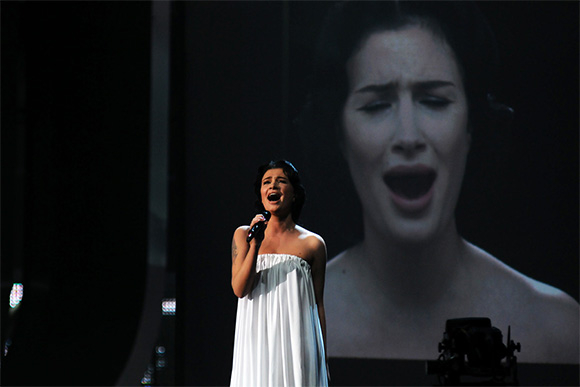 Anastasiya_Prykhodko Anastasia Prikhodko at the Eurovision Song Contest 2009 in Moscow.
