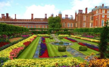 Faraway in an English country garden