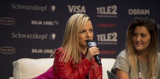 Glow in the dark Bulgaria Poli Genova at a Meet & Greet during the Eurovision Song Contest 2016 in Stockholm.