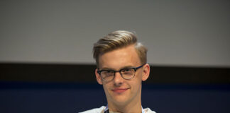 Estonian party tricks Jüri Pootsmann at a Meet & Greet during the Eurovision Song Contest 2016 in Stockholm.