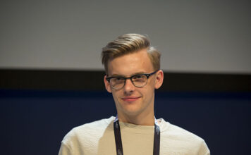 Estonian party tricks Jüri Pootsmann at a Meet & Greet during the Eurovision Song Contest 2016 in Stockholm.