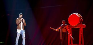 Hungary – Now then Freddie…. do your best Freddie representing Hungary with the song "Pioneer" during a rehearsal before the first semi final of the Eurovision Song Contest 2016 in Stockholm.