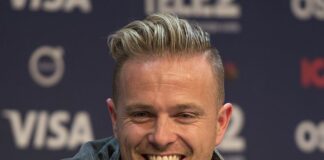 So, Nicky, Back to the old party line is it. Nicky Byrne at a Meet & Greet during the Eurovision Song Contest 2016 in Stockholm.