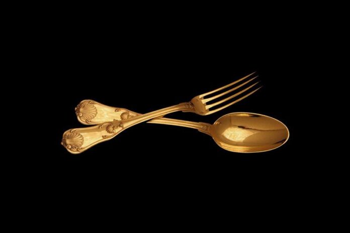 Golden Cutlery - Fork and Spoon Made of Solid Gold Forks