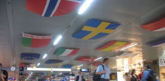 Well I think … Flags at Dusseldorf Central Station