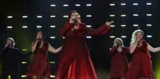 That’s some frock you’ve got there Hera Björk delivered a great performance for Iceland. Photo: Indrek Galetin (EBU)