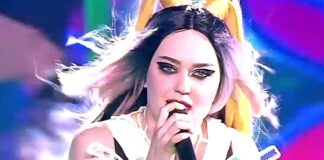 Latvia: lovely boots and not a willy in sight Triana Park at Eurovision