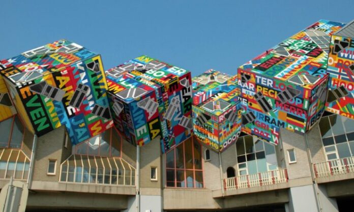 cube-houses-rotterdam-eurovision Rotterdam cube houses dressed for Eurovision