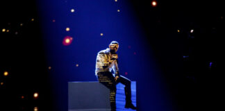 Georgia – brooding swarthiness Tornike Kipiani, Georgia, First Rehearsal, Rotterdam Ahoy, 11 May 2021 — EBU / Thomas Hanses