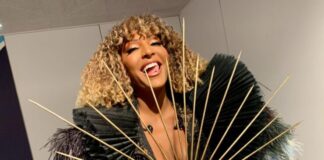 San Marino – More like it, but less would be more. Senhit backstage at the Eurovision Song Contest in Rotterdam