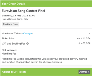 Eurovision tickets
