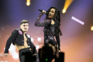 Chanel performing SloMo, representing Spain in her second rehearsal