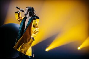The Rasmus from Finland rehearsed their song Jezebel for the first time at the PalaOlimpico in Turin