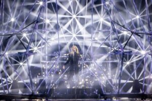 Sam Ryder from the UK rehearses at Eurovision 2022