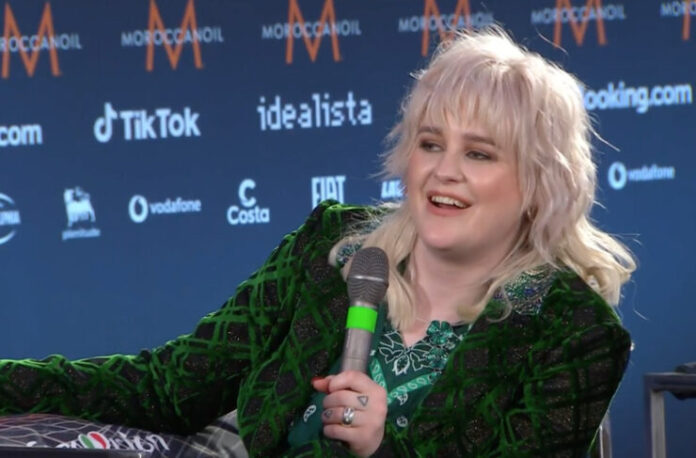 siggy Siggy from danish band Reddi answering questions at the first Eurovision press meet and greet