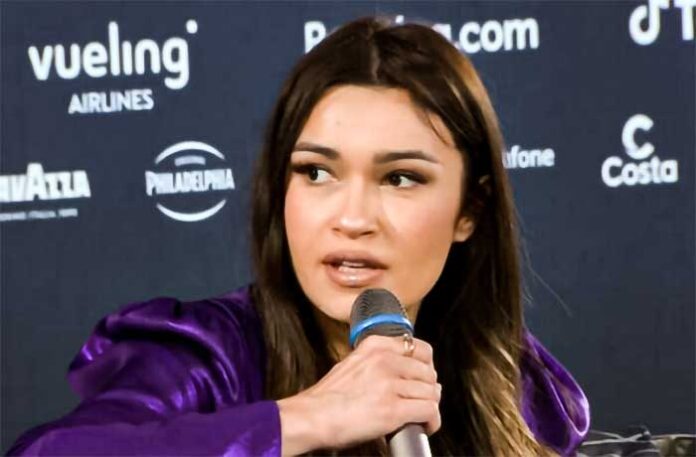 vladpress1 Vladana from Montenegro at her first Eurovision 2022 press conference in Turin