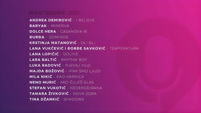 montesong2025 Montesong 2025 participants for Eurovision national final
